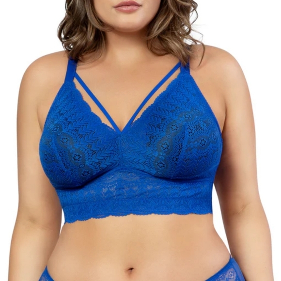 Parfait Lingerie Mia Wireless Lace Bra Bralette Blue 32B Wire Free Lingerie Sexy - Picture 7 of 7